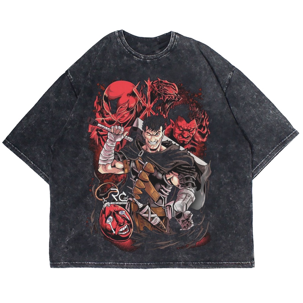 Patternmerch "berserk over power" Oversize T-shirt | washed tee | kaos vintage