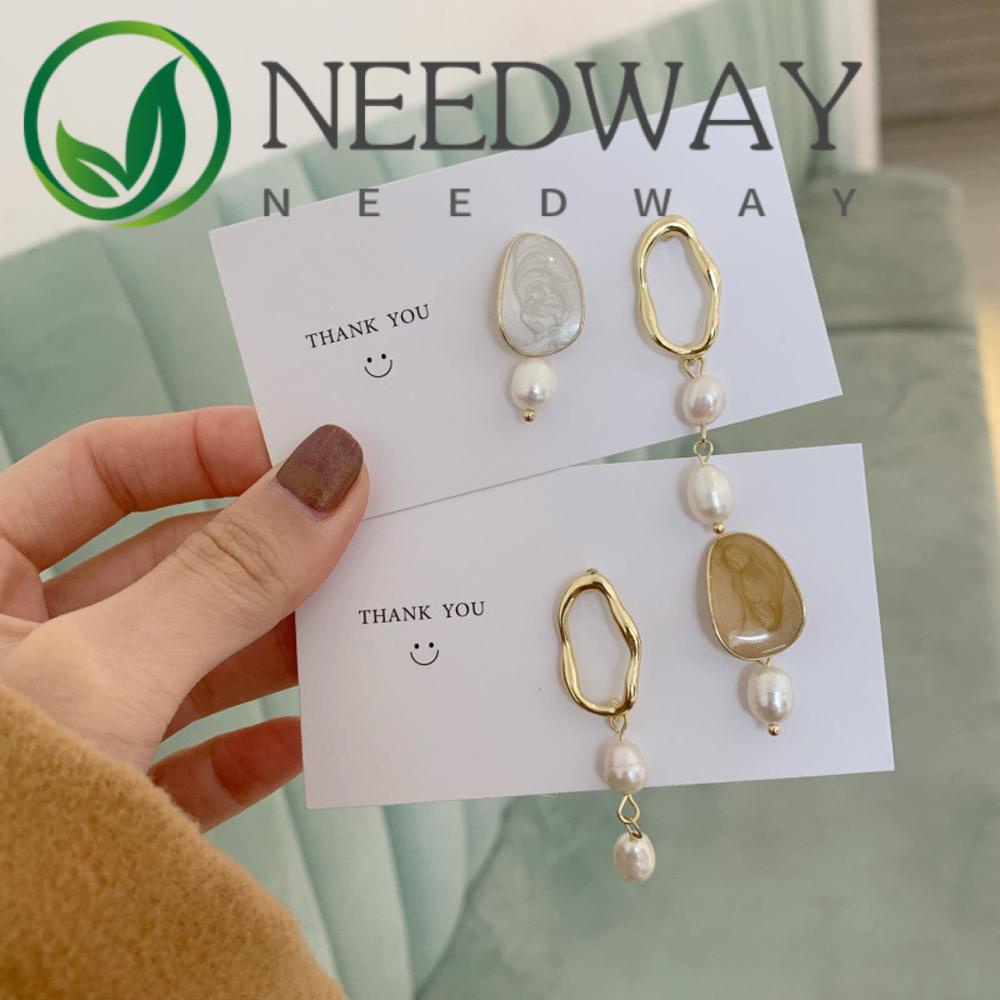 Needway   Anting Juntai Drop Vintage Warna Emas S925 Jarum Mutiara