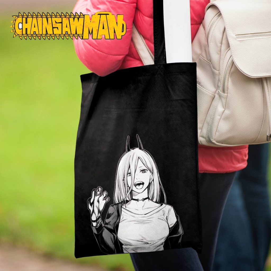 Tote bag Anime Chainsaw man Power Hitam Tote bag premium Totebag seleting totebag Termurah Bahan Blacu