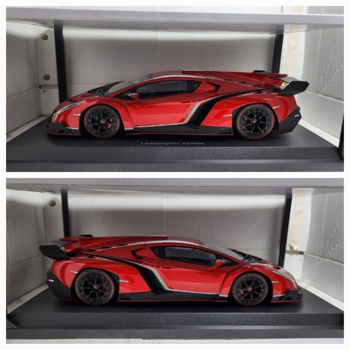 DIecast Miniatur Mobil kyosho ousia lamborghini veneno skala 18 red metallic red line