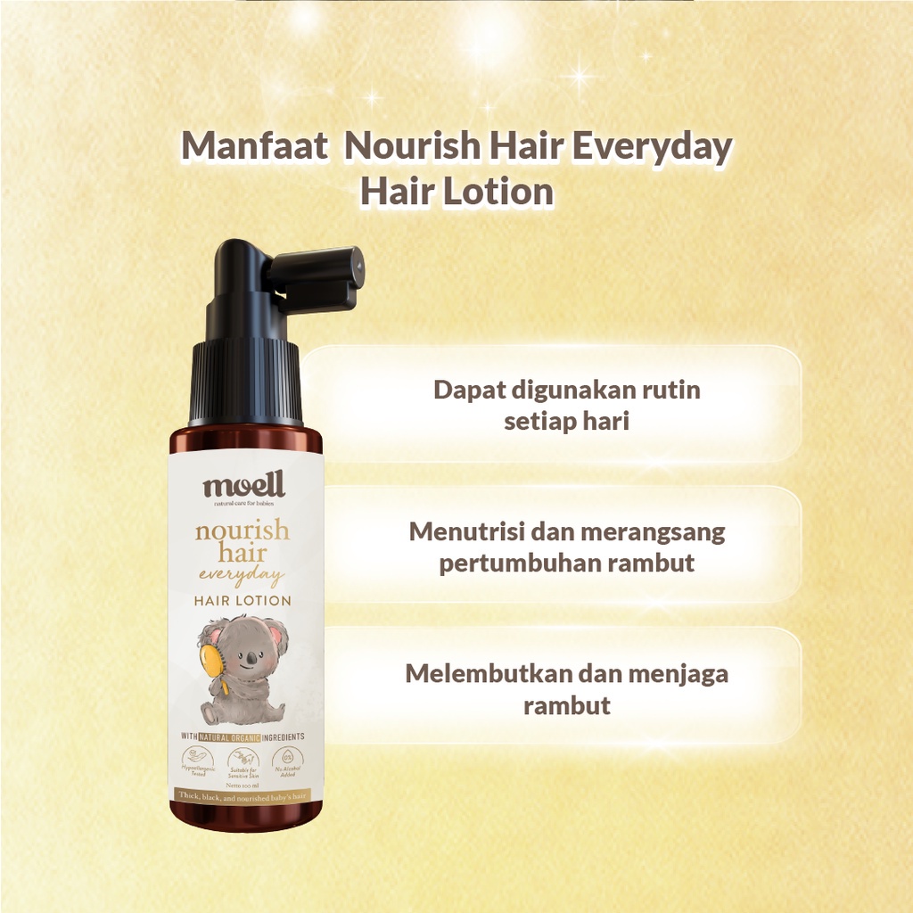 Moell Nourish Hair Everyday - Hair Lotion 100ml / Hair lotion anak / Natural organic / Alkohol free / Menutrisi rambut bayi