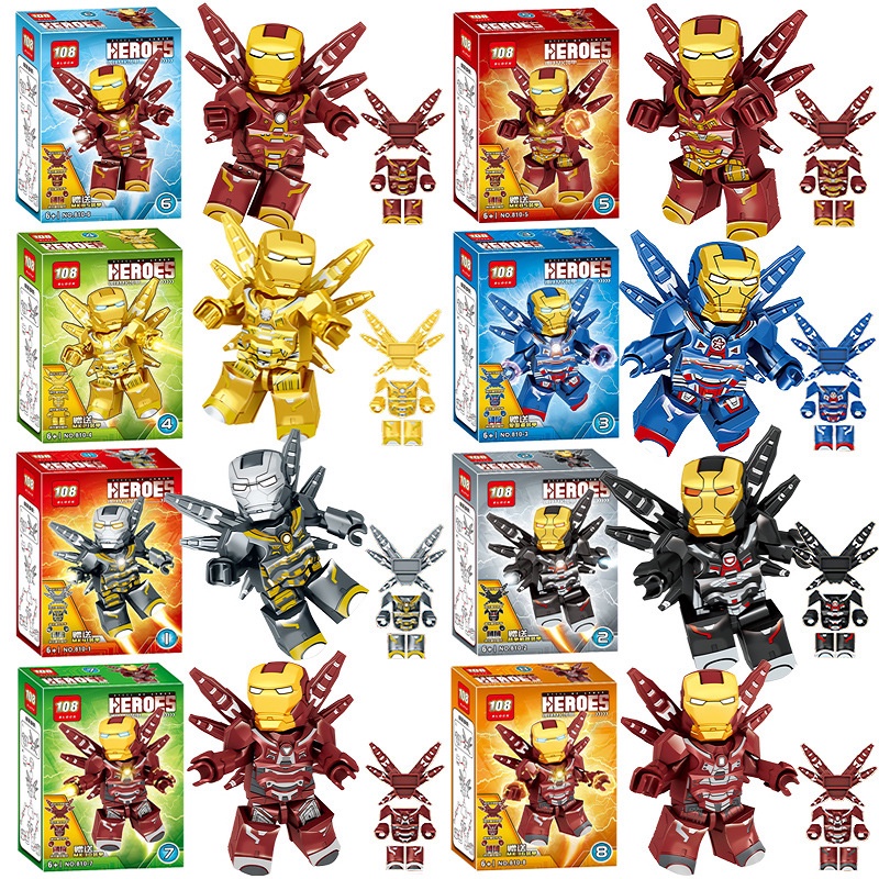 Iron Man Marvel Series Hulk Armor Mark Steel Armor Display Box Dekorasi Desktop Rakitan Blok Bangunan Mainan