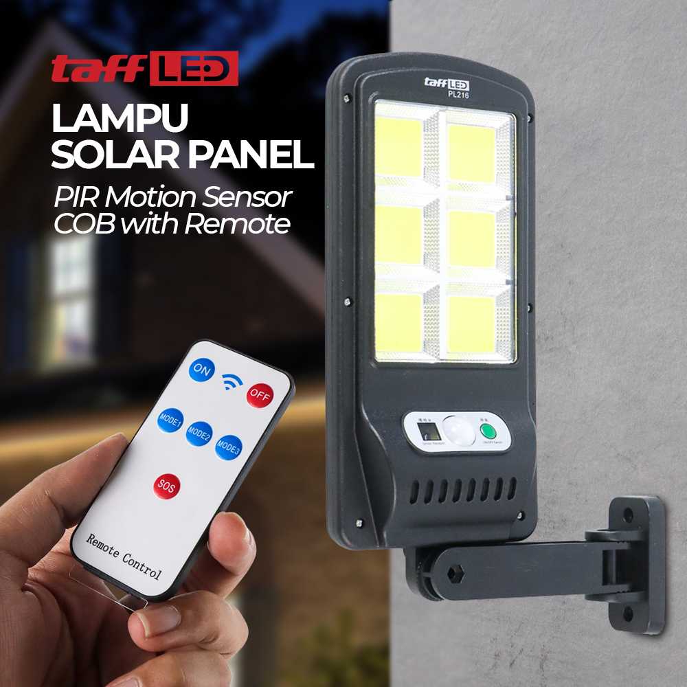 (BISA COD) FTIHSHP LED Lampu Dinding Solar PIR Sensor Remote Control IP65 Cool White - PL216