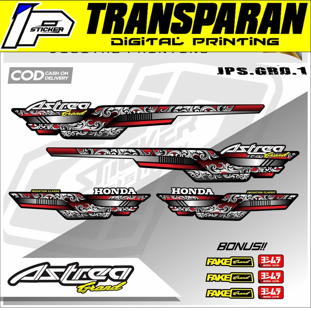 Astrea Sticker Striping Astrea grand Sticker Motor Honda Variasi Astrea grand Transparan Hologram