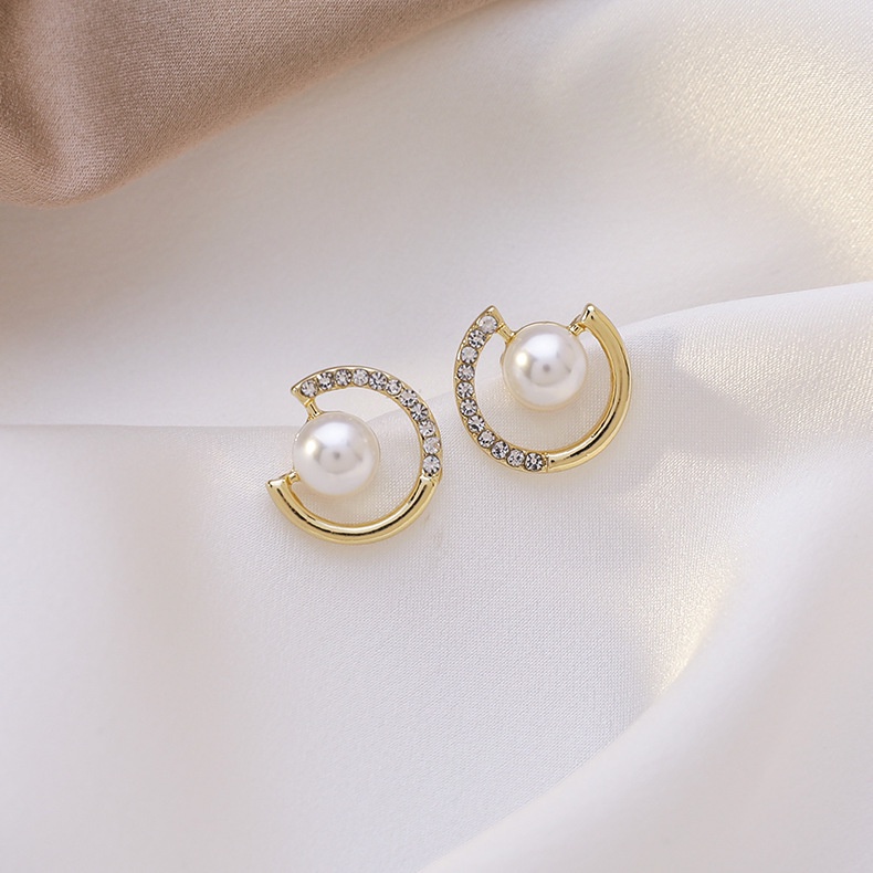 Anting Tusuk Fashion Mutiara Zirkon Mewah Earing Emas Untuk Perhiasan Aksesoris Wanita