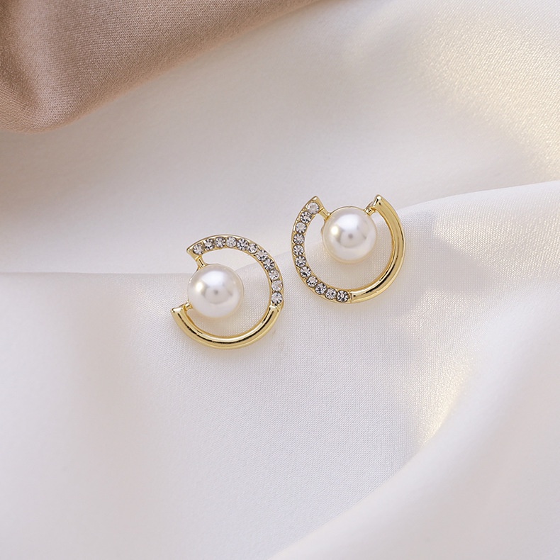 Fashion Pearl Gold Earrings Elegant Zircon Hoop Earring for Women Hypoallergenic Jewelry Accessories