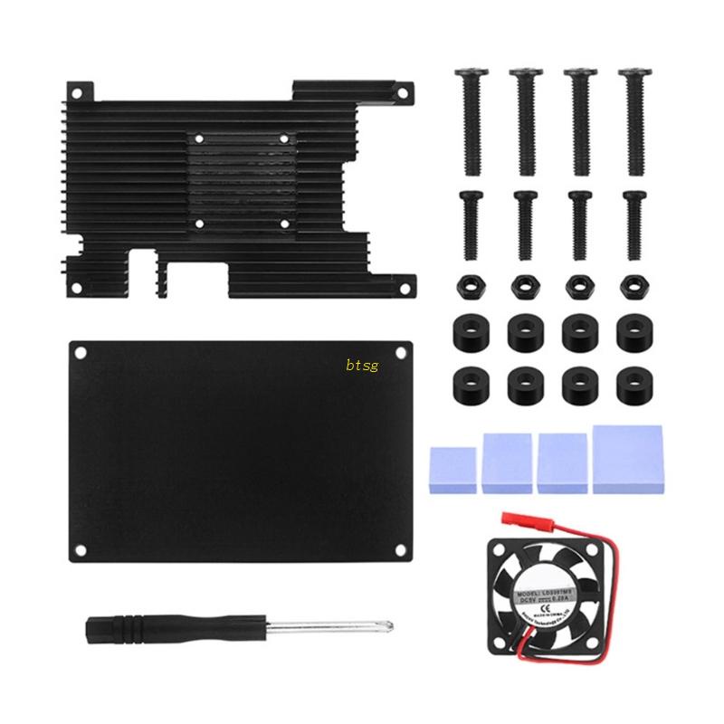 Btsg Untuk Orange Pi5 Penghilang Panas Untuk Shell Metal Untuk Case Enclosure Cooling Fan Untuk Pi5 Motherboard Alloy Cover