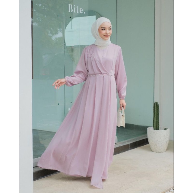 Baju gamis polos mewah maxi muslim TERENA dress lebaran ied idul fitri 2024 muslim pesta kondangan p
