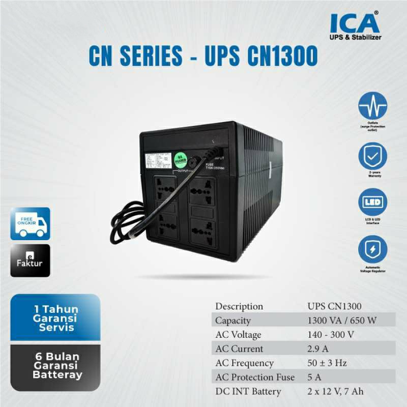 UPS ICA CN-1300 CN1300 1300VA / 650 WATT LINE INTERACTIVE GARANSI RESMI