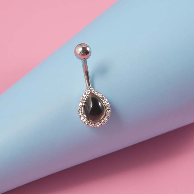 1 Piece Temperature Sensing Discoloration Stone Stainless Steel Belly Button Ring Navel Piercing 14Gauge