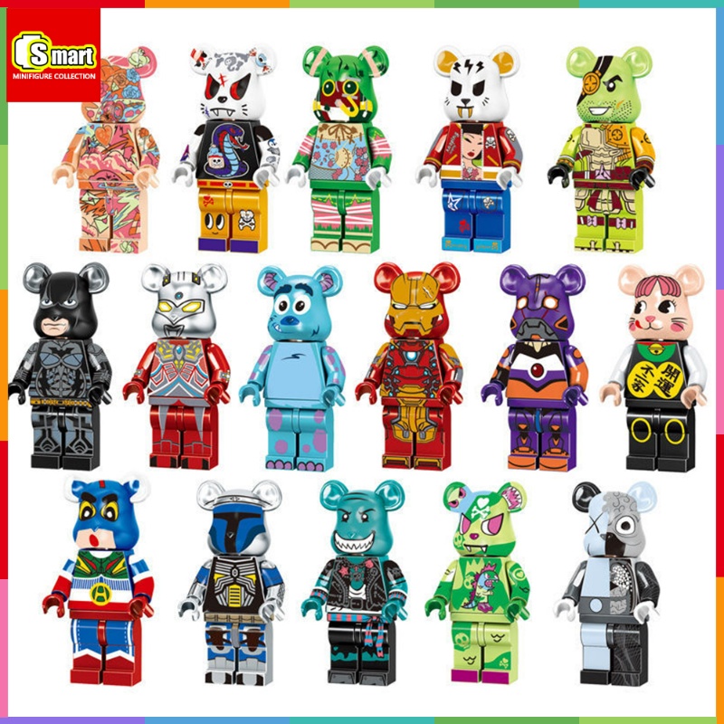 Brickbear Boneka Mini Beruang Baja Beruang Berambut Beruang Bat Bear Beruang Perang Bear Dynamic Super Bear Puzzle Rakitan Blok Bangunan Mainan