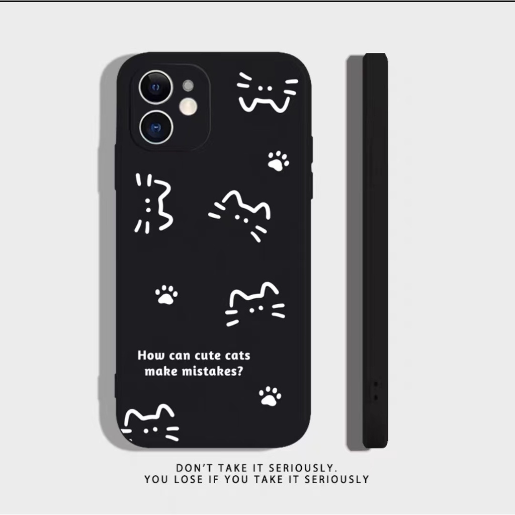 IPHONE Ins Pola Kucing Cocok Untuk Iphone14 14pro 14plus 13 13pro 13prm iPhone12 7Plus 8Plus Xr XS 13 Pro Max Empat Sudut Casing Ponsel Tahan Guncangan