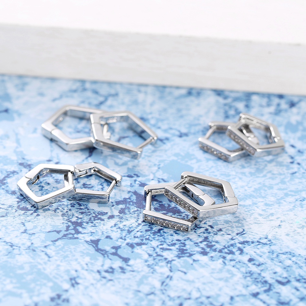 Goldkingdom Aksesoris Perhiasan Fashion Ready Stock Dipetik Saat Tidur Sederhana Dan Serbaguna Anting Kecil Sterling Silver Perempuan Kepribadian Korea Geometris