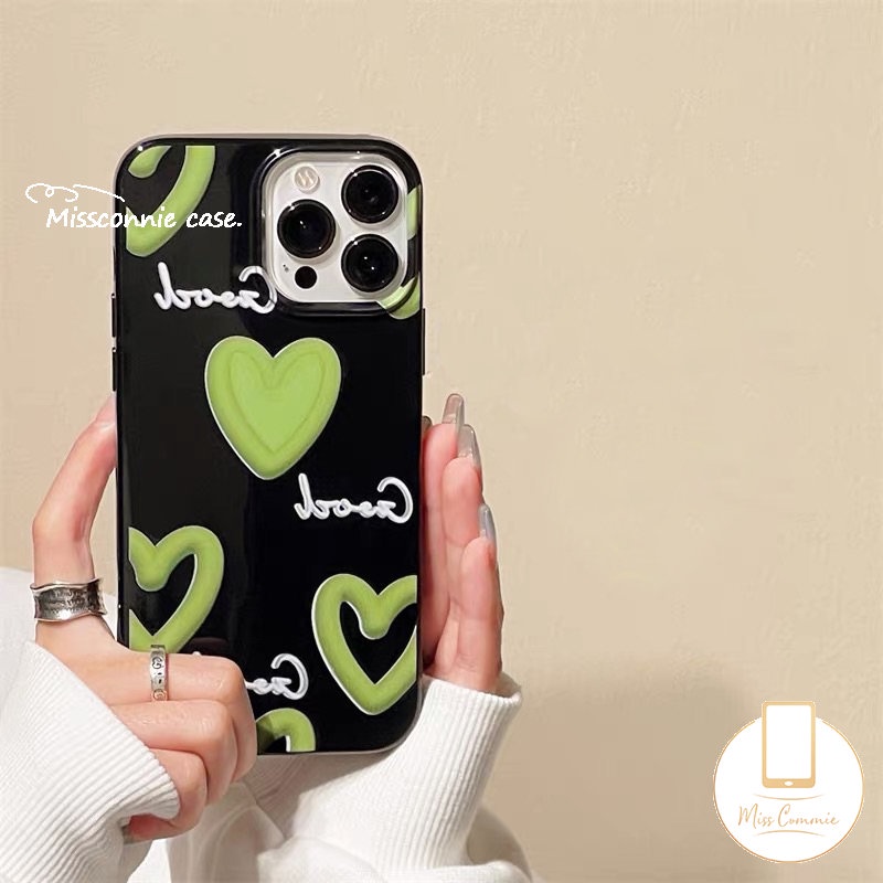 IPHONE Graffiti Cinta Hati Lembut Glossy Case Kompatibel Untuk Iphone11 14 13 12 Pro Max 7Plus XR 78 Plus X XS Max SE 2020 Kartun Lucu Smiley Halus Tahan Kotoran Tpu Cover