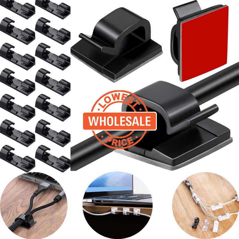 [Harga Grosir] Square Data Line Fixer/Pemangkas Kawat Yang Dapat Disesuaikan Mobil/Rak Kabel Pengisian Daya/Self-adhesive Cable Fixer/Desktop Organizer