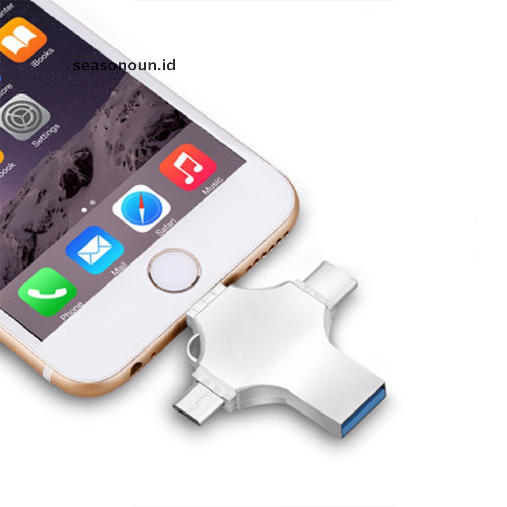 Seasonoun Adaptor OTG Three-in-one Untuk Ponsel Android Apple type-c disk u Eksternal.