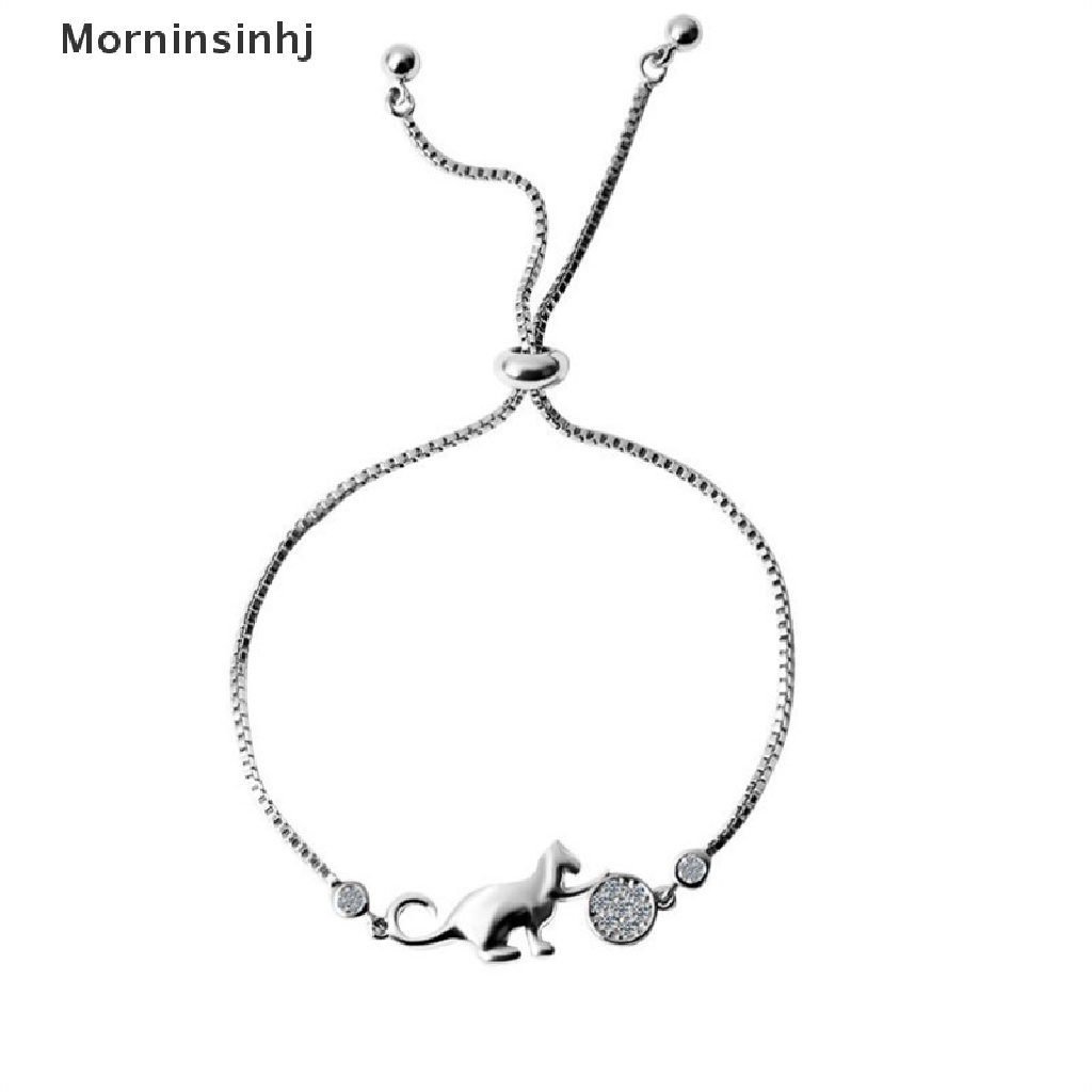 Mornin Gelang Charm Bola Kucing Kristal Cubic Zirconia Trendy Untuk Wanita Perhiasan Simple id