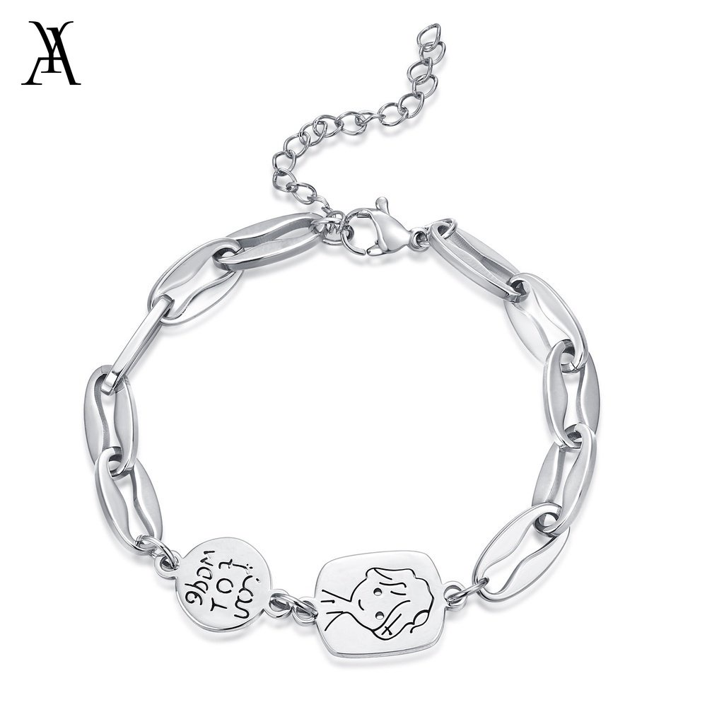 AY(CN) Gelang Tangan Silver Motif Tulisan Lucu Untuk Wanita