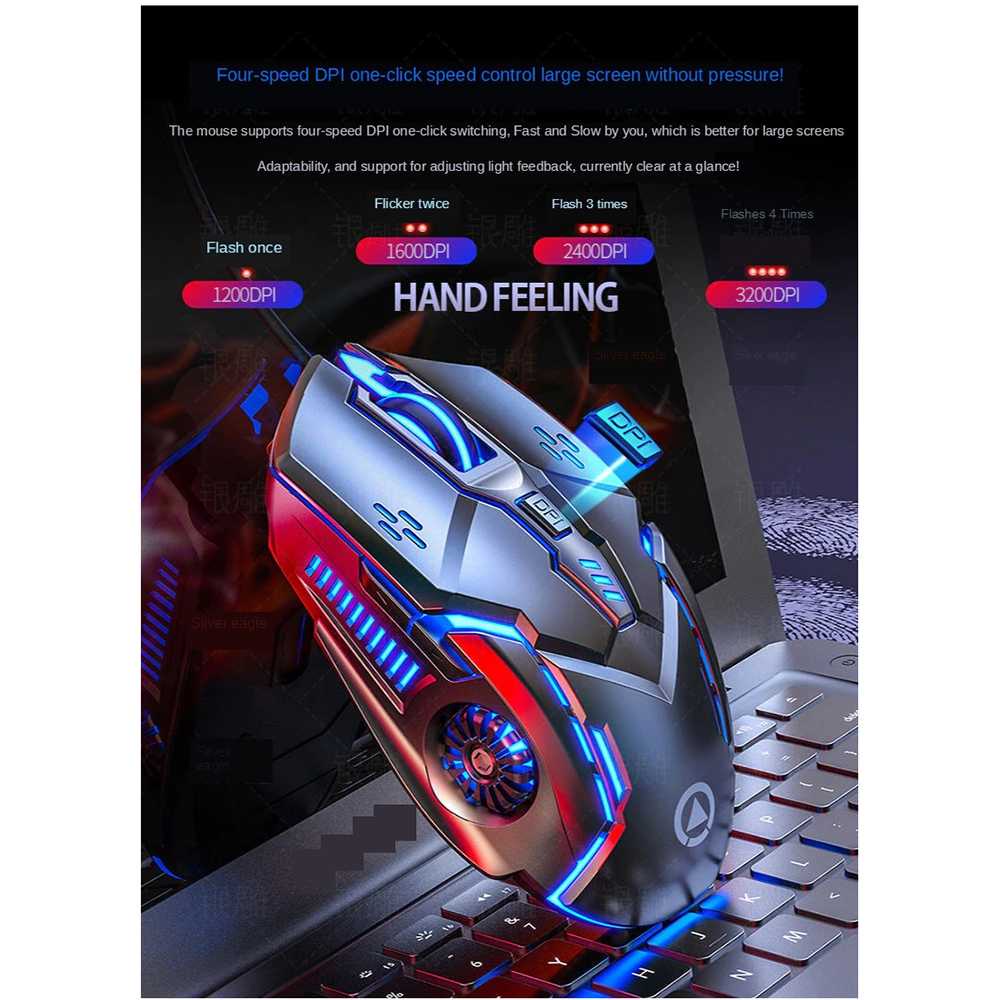 Silver Eagle Mouse Gaming LED RGB 3200 DPI Silent Version - G5 ( Mughnii )