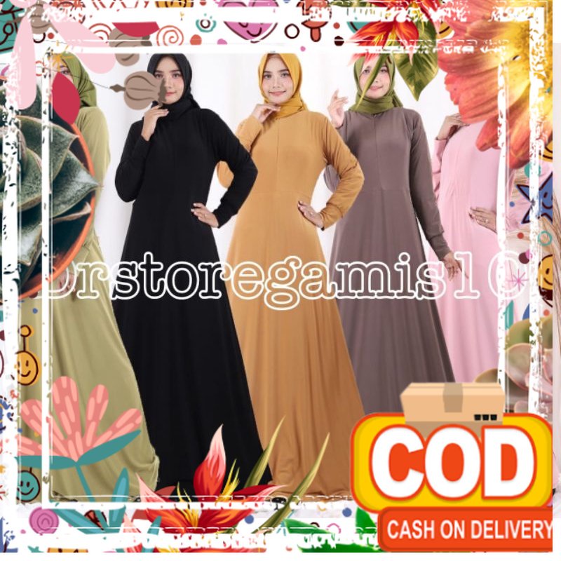 Cod/Gamis Jersey Polos/Gamis Busui/Gamis Jersey Premium Super/Gamis Jersey Hitam dan Putih/Gamis Ade