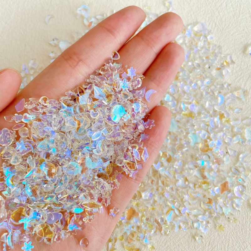 3.5g DIY Campuran Aurora Berbentuk Datar Berlian Imitasi Kristal Mewah Nail Art Flatback Permata Kuku 3D Dekorasi Glitter Manicure Aksesoris