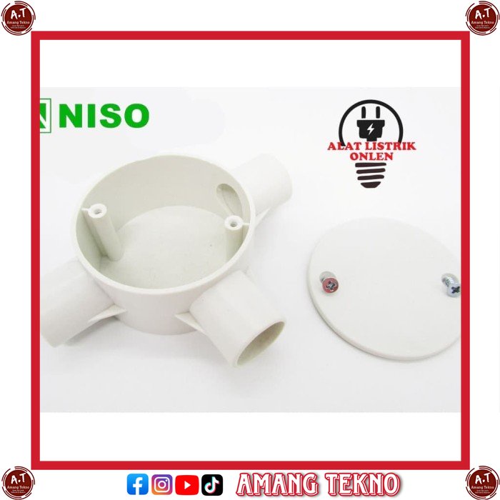 NISO T DUS / T DOS / T-DUS CABANG 3 / T-DUS CABANG 4 20 MM PUTIH + SKRUP TEE LISTRIK tdos sekrup TER
