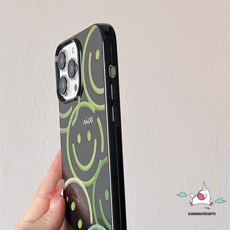 Casing Ponsel Kartun Pink Cherry Kompatibel Untuk IPhone 7plus 11 14 13 12 Pro Max XR 7 8 Plus X XS Max SE 2020 Cute Love Heart Smiley Shockproof Glossy Halus Keren Hitam Soft Cover