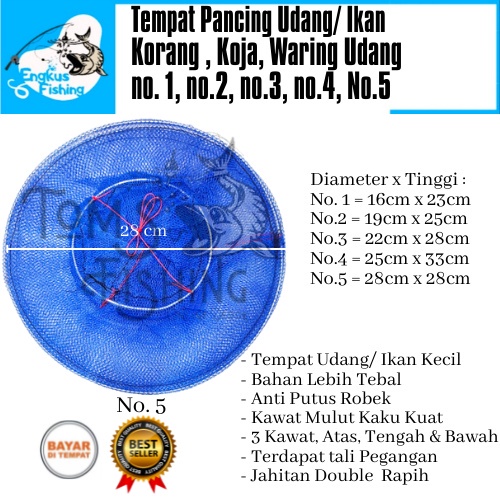 Korang Koja Waring Udang Pancing Tempat Ikan Biru (Kecil-Besar) 3 Ring Murah - Engkus Fishing