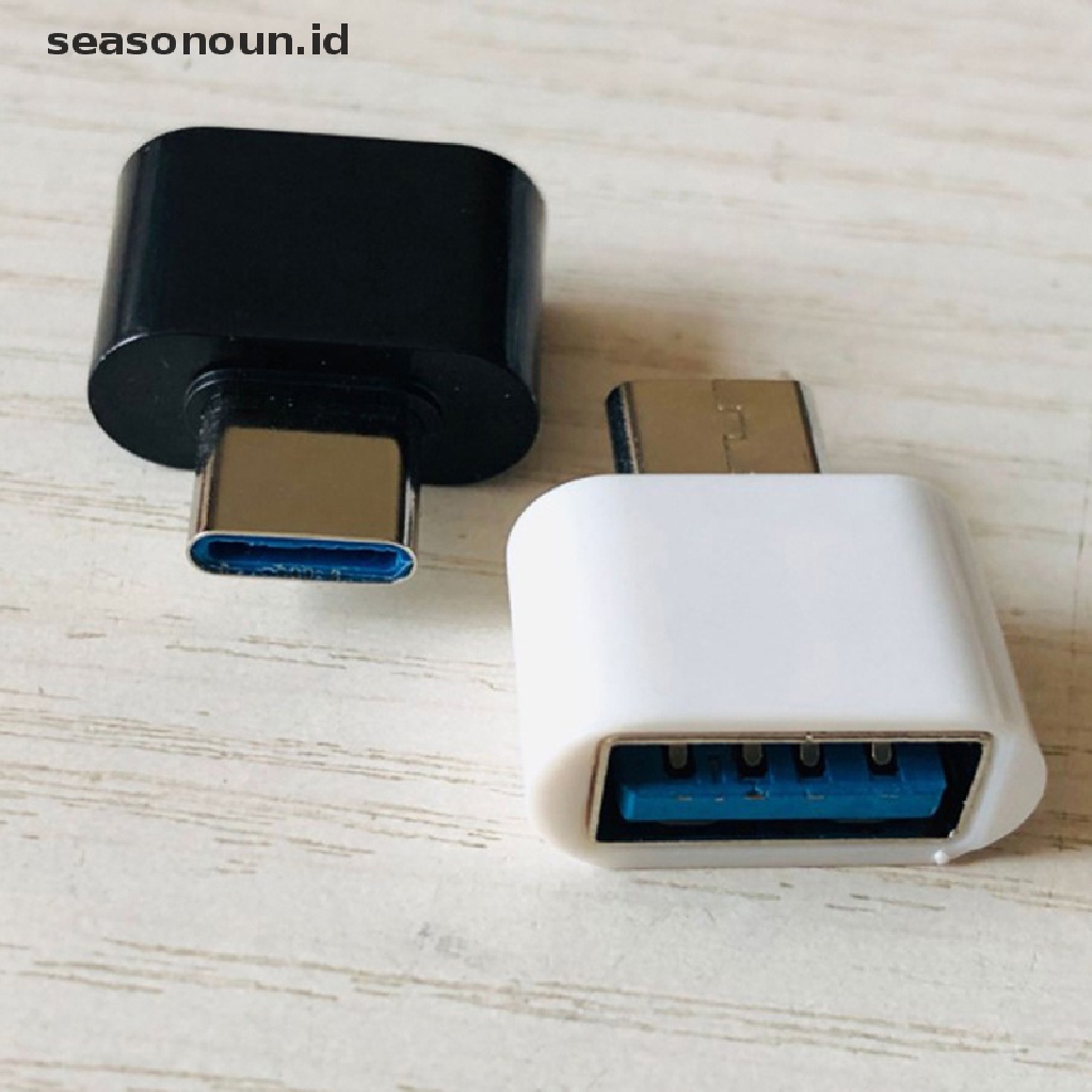 Seasonoun 10pc Konektor Konverter Adapter OTG Handphone Mini Tipe-C Male to USB Female.