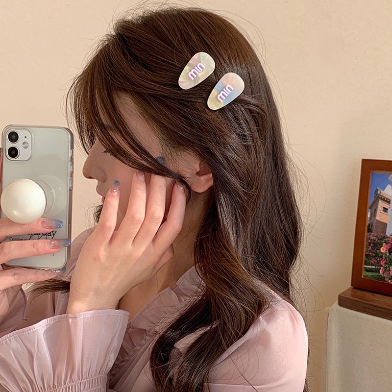 Fantasi Baru Ungu Min Huruf Jepit Rambut Korea Fashion Lucu Acrylic Hairpin Aksesoris Rambut Wanita Murah