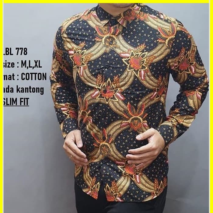 KEMEJA PRIA BATIK LENGAN PANJANG HEM BAHAN KATUN HALUS 40S LBL 778 MEWAH PREMIUM BAJU ELEGANT SIZE M L XL  SKU MS JAKARTA