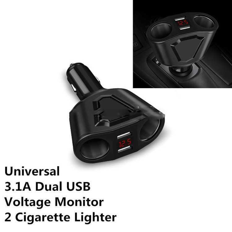 Olaf Car Charger Voltage 2 Port 3.1A with 2 Cigarette Socket 120W Cas motor Cas Mobil Charger Mobil Charger Motor ( Mughnii )