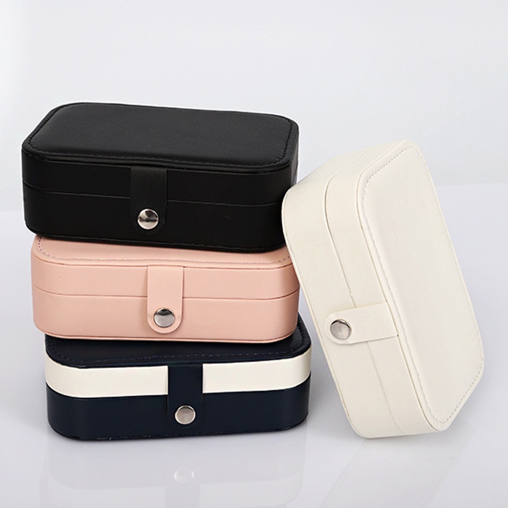 1pc PU Leather Portable Jewelry Box Travel Organizer Gadis Portabel Kecil Stud Anting Kalung Gelang Cincin Kotak Perhiasan