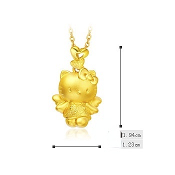 Goldkingdom Fashion Perhiasan Aksesoris Ready Stock Kartun Kucing Liontin Perempuan Hellokty Kartun Kucing Liontin KT Kucing Kalung Koin Euro Pasir Perhiasan Emas Asli Kadar 375 Grosir