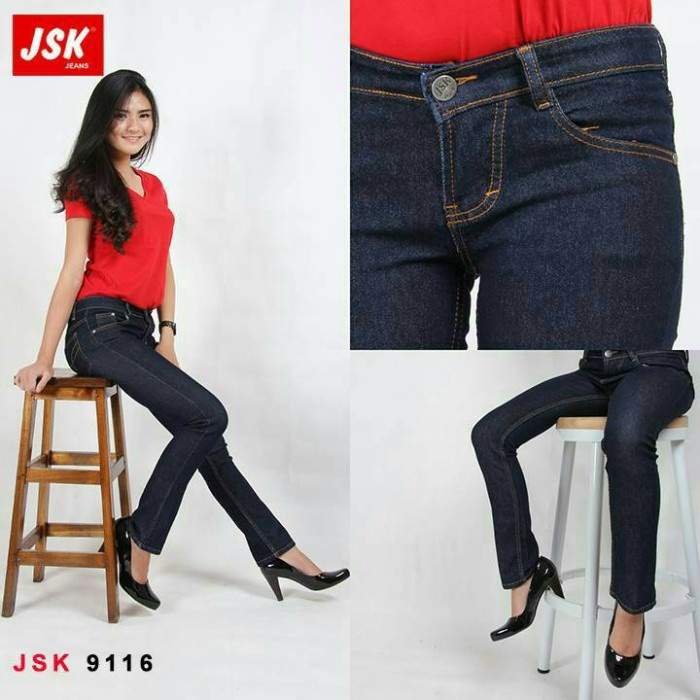 ✨LARIS✨ -Celana Panjang Cutbray Jeans Wanita Denim Bootcut Basic JSK JEANS - Biru jeans 9133, 29- 1.