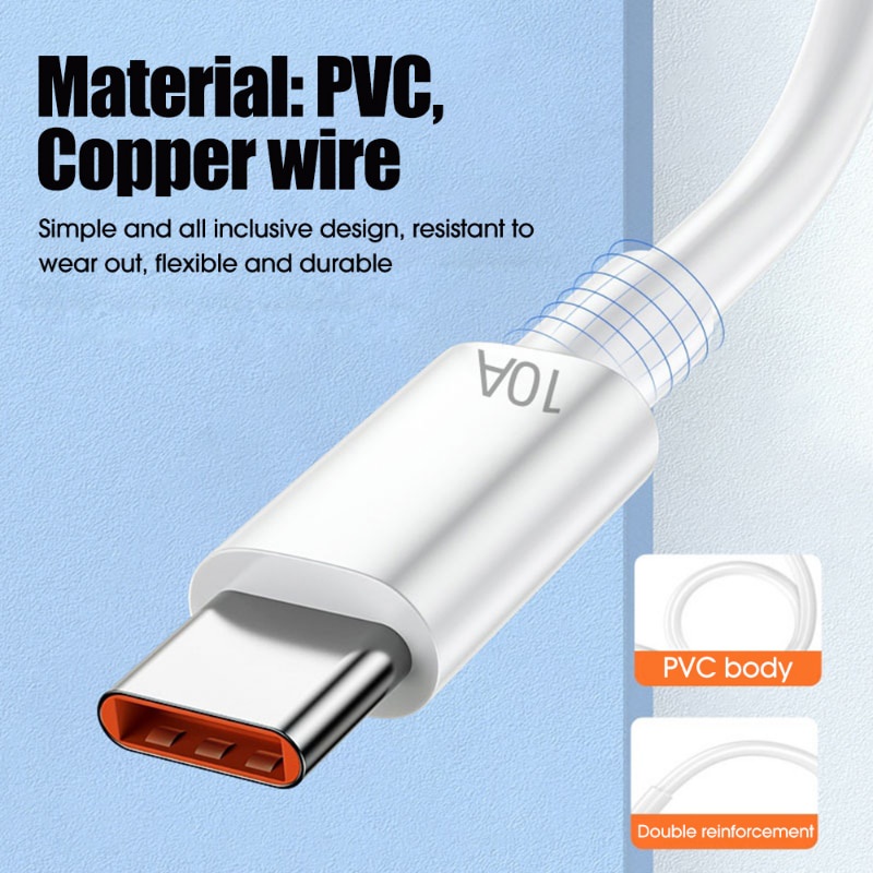 Kabel 10A USB Tipe C 120W Kabel Pengisian Super Cepat Untuk Samsung Kabel Data Universal USB C Wire Line