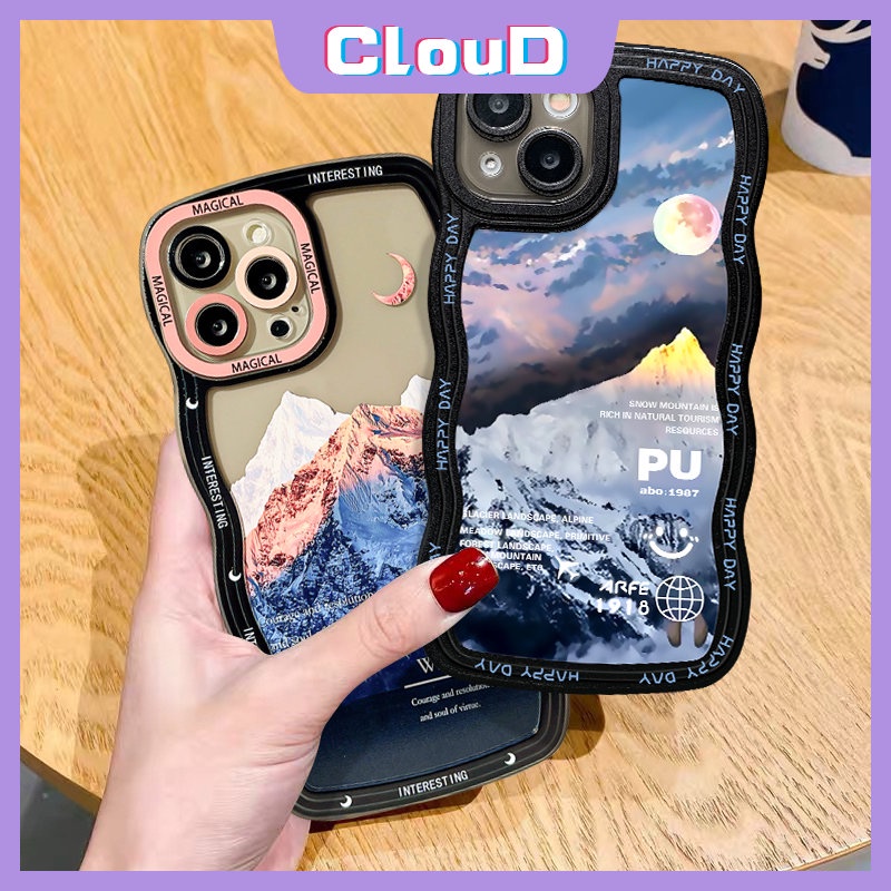 Pemandangan Wavy Edge Couple Case Redmi Note9 10s 11 10 11s 8 11Pro 9s 10Pro Max Redmi 9a1 10A 10C 9A 10 9T A1+9C NFC POCO X3 NFC Pro M3 Mi 11T Pro Snow Mountain Sunset Soft Sarung