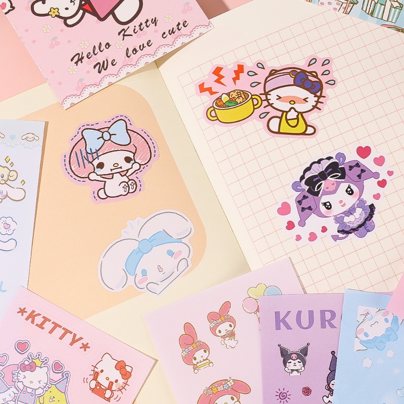 1set Kartun Anime Karakter Pola Gadis Lucu Stiker Kawaii DIY Goo Card Sticker Tangan Akun Scrapbooking Decals