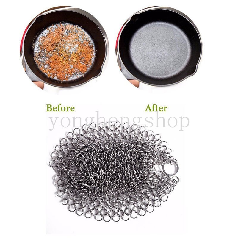 Kreatif Stainless Steel Sikat Pembersih Dapat Digunakan Kembali Panci Panci Wajan Jaring Scrubber Pembersih Rantai Dengan Cincin Gantung Dapur Piring Mangkuk Alat Cuci