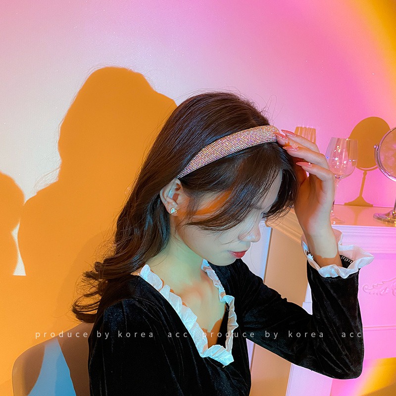 Bando Korea 2.5cm Impor dengan Aksen Kristal Permata Lucu Korean Crystal Headband Aksesoris Wanita