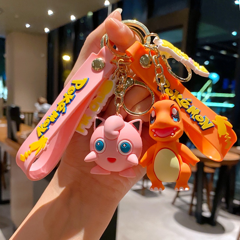 Gantungan Kunci Kartun Pokemon Karakter PVC Pikachu Charizard Bulbasaur Squirtle Anime Boneka Figurine Tas Liontin