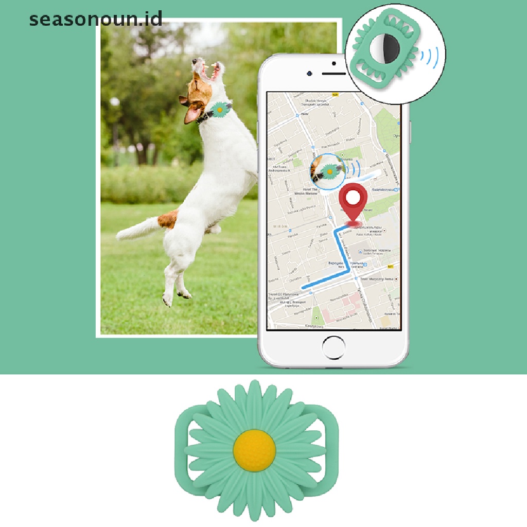 Seasonoun Pet Silikon Casing Pelindung GPS Finder Anjing Kucing Kerah Loop Untuk Airtags Tracker.