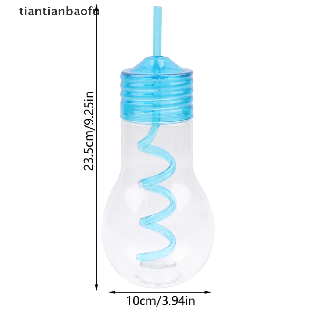 [tiantianbaofu] 1pc Kreatif Buatan Bening Bola Lampu Berbentuk Botol Air Plastik Jerami Cangkir Butik