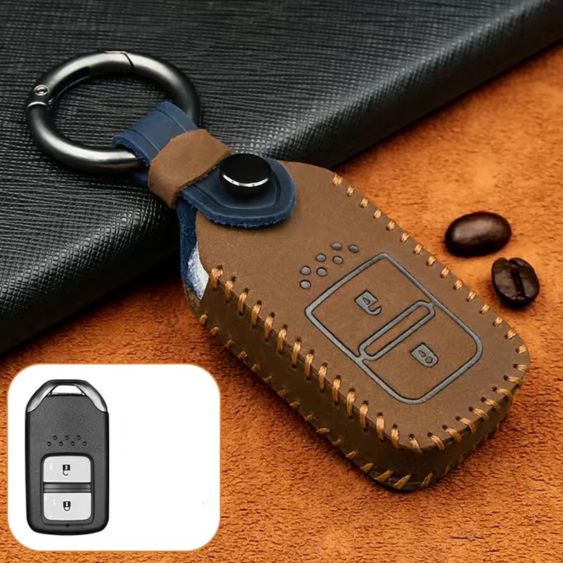 Untuk Honda Jazz/HRV/CRV/BRV 2014-2021 Keyless Remote Car Key Leather Protection Cover Casing