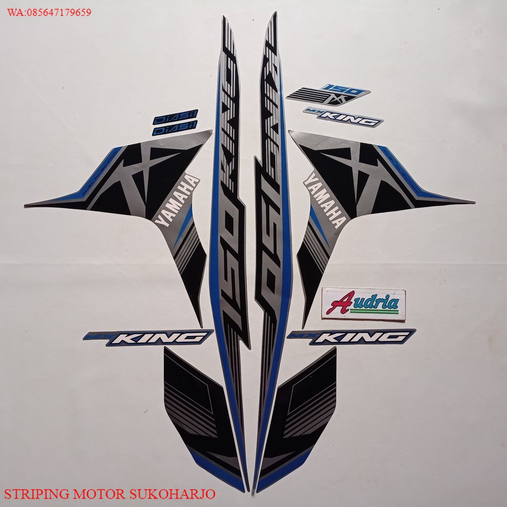 (ORI) Striping lis body motor Yamaha jupiter mx king 2017 full silver-biru KUALITAS ORIGINAL MURAH