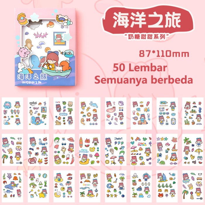 

STICKER AESTHETIC DIY 1 SET 50 LEMBAR / STICKER LUCU IMUT - ACC-159