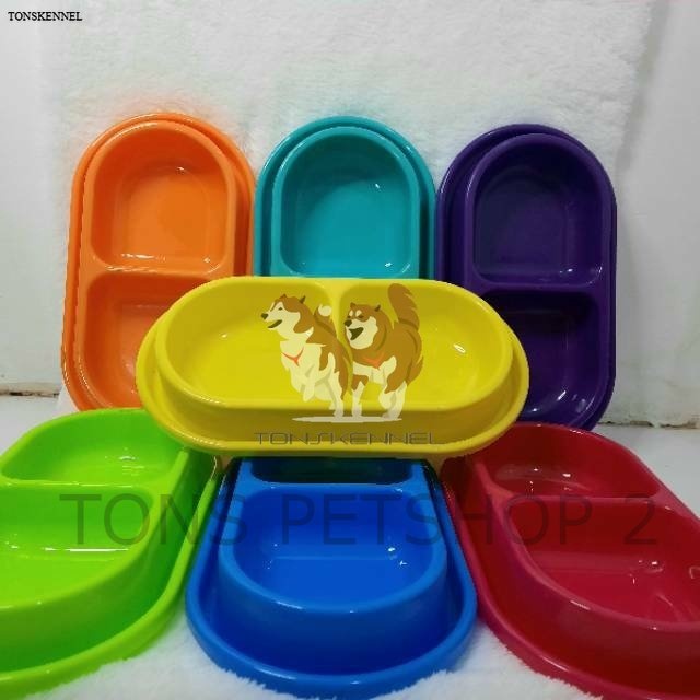 TEMPAT MAKAN ANJING KUCING OVAL DOUBLE DOBEL ANTI SEMUT ANTI SLIP PET BOWL HEWAN KELINCI MONYET HAMSTER SUGAR GLIDER MUSANG OTTER