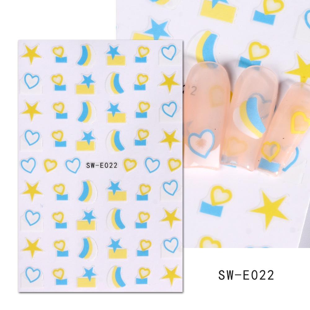 Mxbeauty Stiker Kuku Kartun Warna-Warni Ins Gaya Cinta Hati Fashion Dekorasi Kuku Perekat Diri