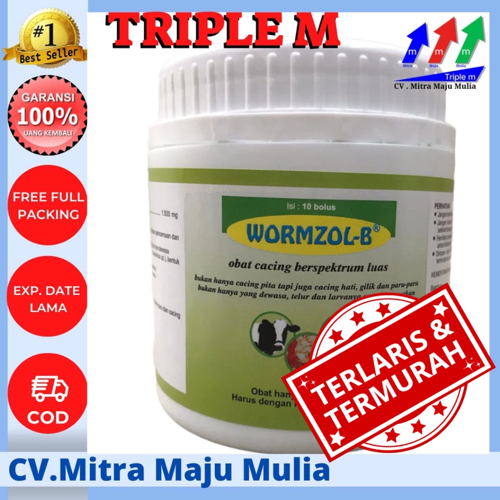 WORMZOL B 10 BOLUS POT - Obat Cacing Cacingan Sapi Kerbau Kuda Kurus