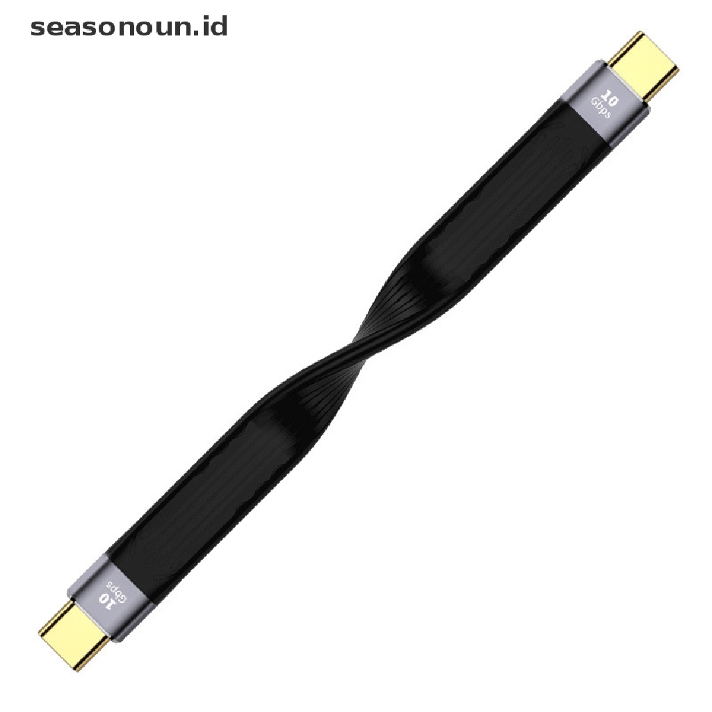 Seasonoun Ultra Short USB To Type C Cable USB 3.1 Gen 2usb C Quick Charge FPC Kabel Kawat 4K 10Gbps Sync Kabel Data Kabel Jalur Pengisian.